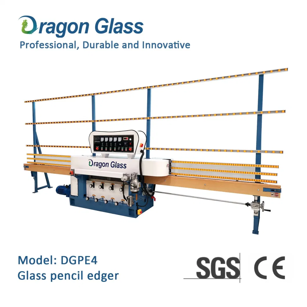 4 Spindle Glass Pencil Flat Edger &amp; Variable Miter Shape Mitering Beveling Washing Notching Drilling Engraving Sandblasting Breaking Polishing Edging Machine